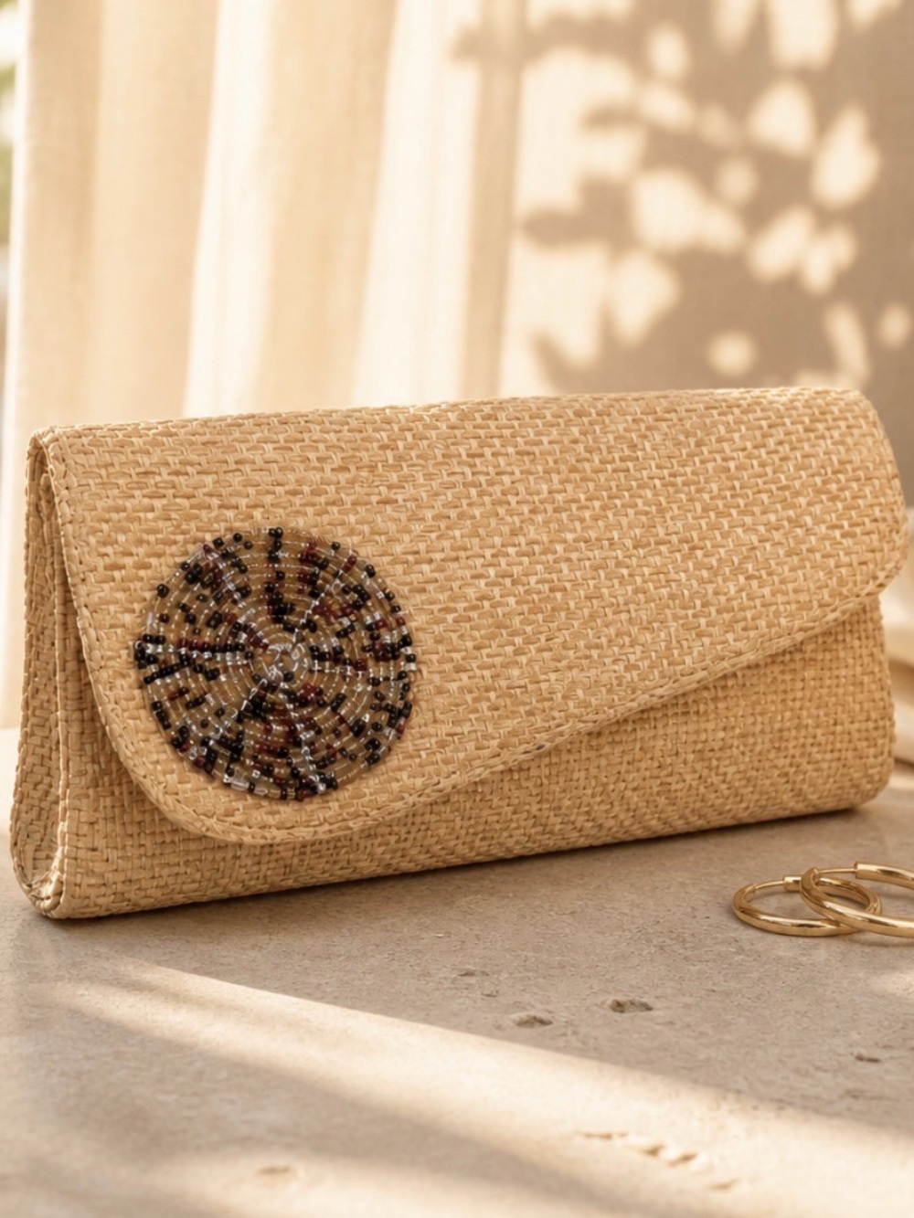Small Natural Beaded Purse